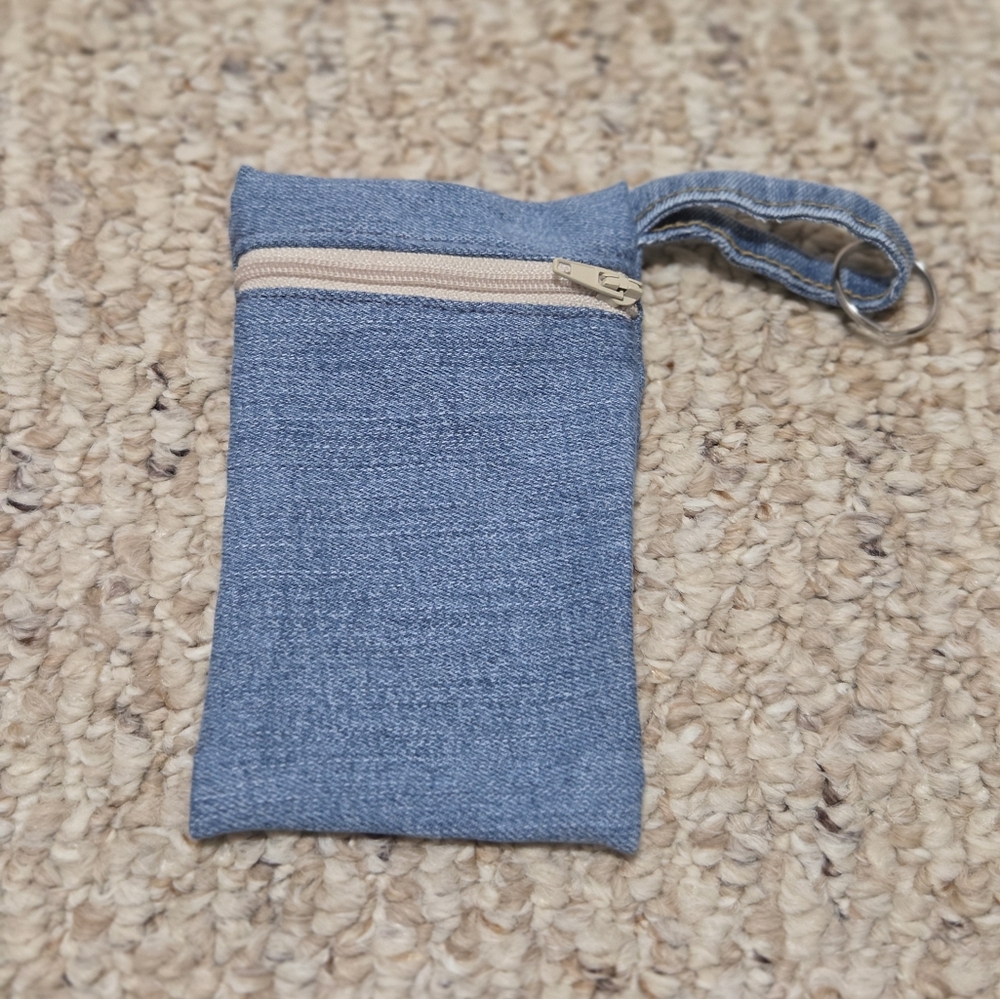 Blue Upcycled Denim Zipper Pouch